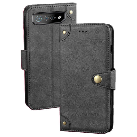 IDEWEI For Asus ROG Phone 7 5G Phone  Wallet Case PU Leather Anti-scratch Stand Cover - Black