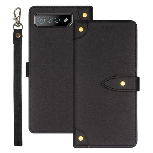 IDEWEI For Asus ROG Phone 7 5G Flip Stand Phone Case Leather Drop-proof Cover with Card Slots - Black
