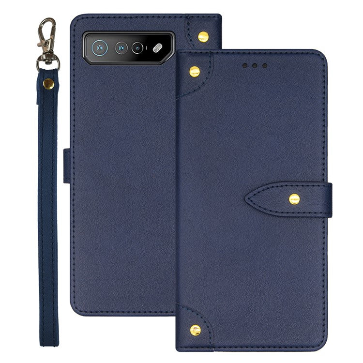 IDEWEI For Asus ROG Phone 7 5G Flip Stand Phone Case Leather Drop-proof Cover with Card Slots - Blue