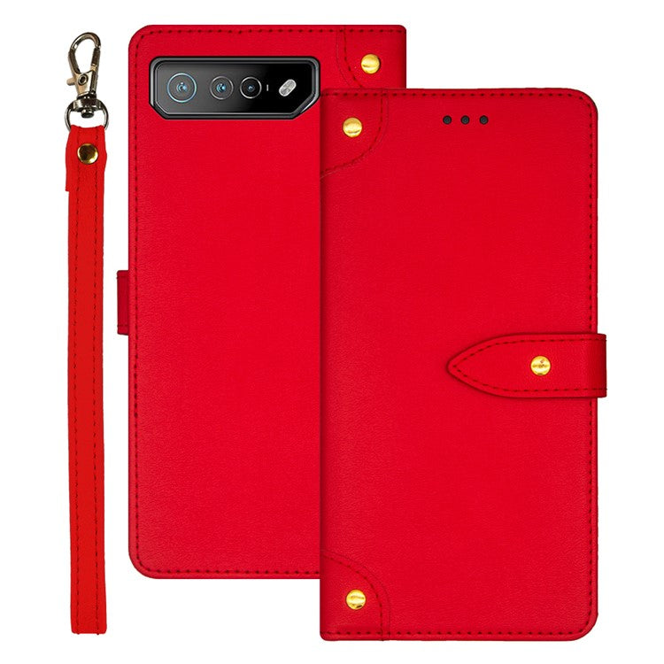 IDEWEI For Asus ROG Phone 7 5G Flip Stand Phone Case Leather Drop-proof Cover with Card Slots - Red