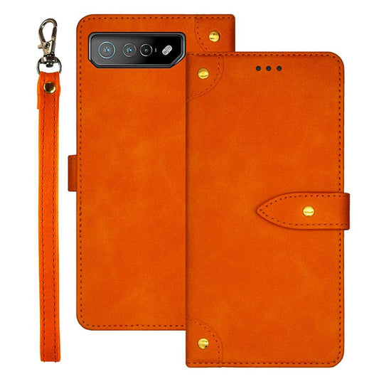 IDEWEI For Asus ROG Phone 7 5G Flip Stand Phone Case Leather Drop-proof Cover with Card Slots - Orange