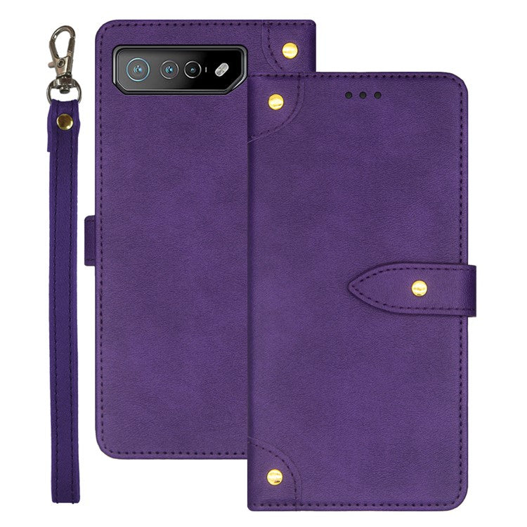 IDEWEI For Asus ROG Phone 7 5G Flip Stand Phone Case Leather Drop-proof Cover with Card Slots - Purple