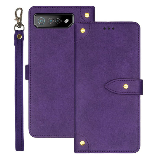 IDEWEI For Asus ROG Phone 7 5G Flip Stand Phone Case Leather Drop-proof Cover with Card Slots - Purple