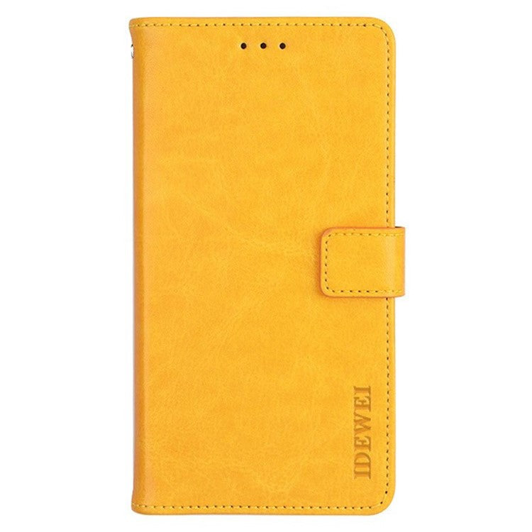 IDEWEI For Samsung Galaxy M13 4G Crazy Horse Texture Wallet PU Leather Stand Case Phone Cover - Yellow