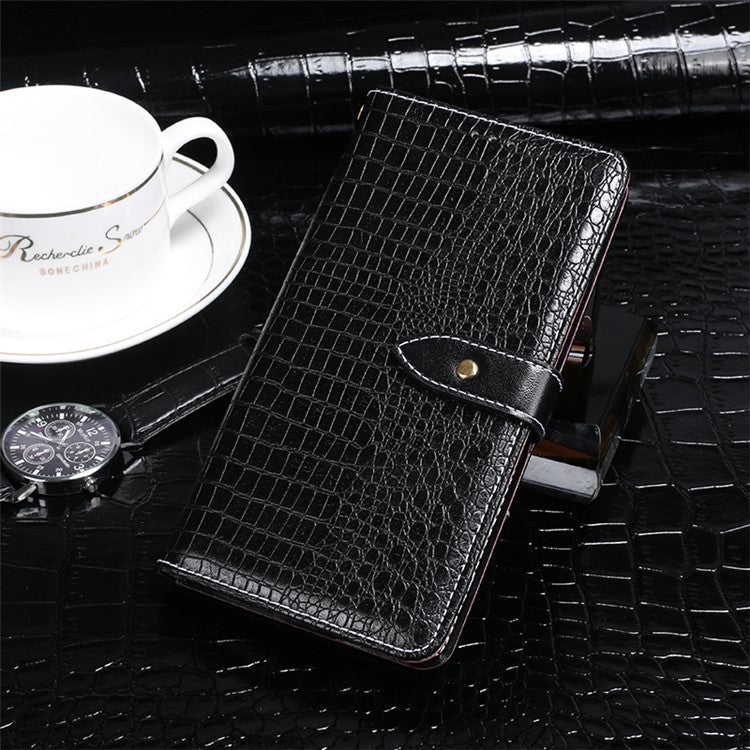 IDEWEI For Samsung Galaxy M13 4G PU Leather Crocodile Texture Phone Case Wallet Stand Cover - Black