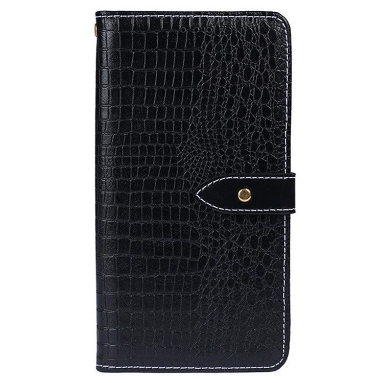 IDEWEI For Samsung Galaxy M13 4G PU Leather Crocodile Texture Phone Case Wallet Stand Cover - Black