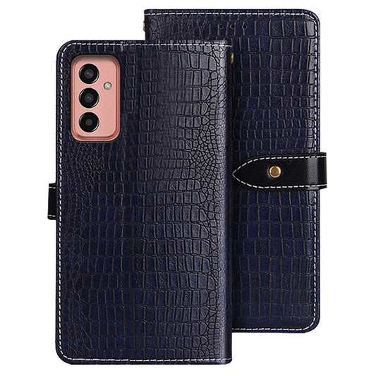 IDEWEI For Samsung Galaxy M13 4G PU Leather Crocodile Texture Phone Case Wallet Stand Cover - Blue