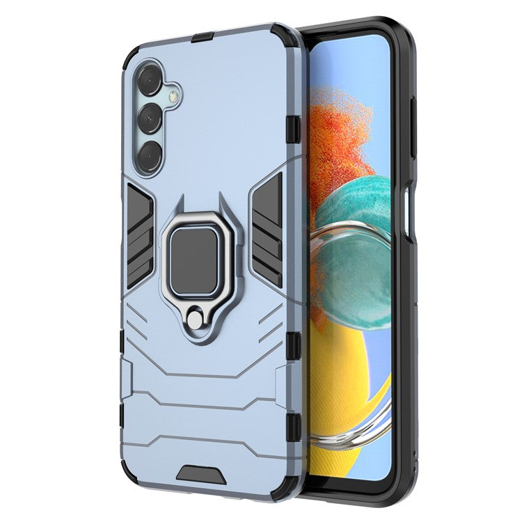 For Samsung Galaxy M14 5G TPU+PC Phone Case Ring Holder Kickstand Shockproof Cover - Blue