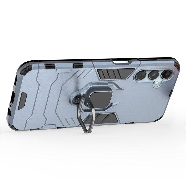 For Samsung Galaxy M14 5G TPU+PC Phone Case Ring Holder Kickstand Shockproof Cover - Blue