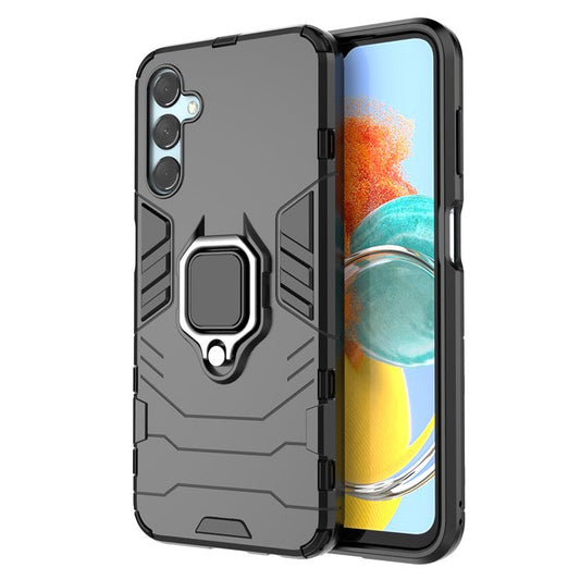 For Samsung Galaxy M14 5G TPU+PC Phone Case Ring Holder Kickstand Shockproof Cover - Black