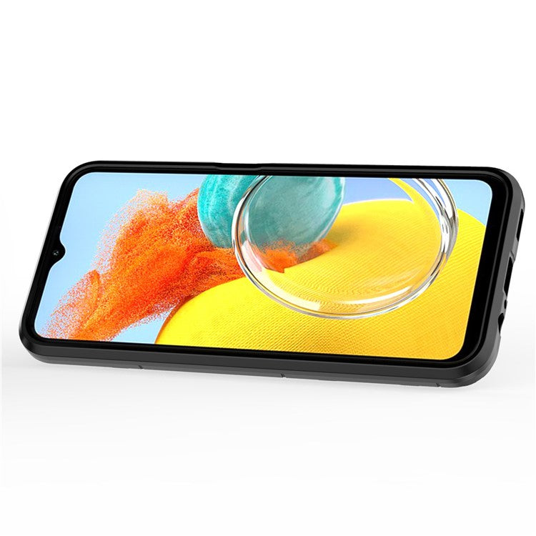 For Samsung Galaxy M14 5G TPU+PC Phone Case Ring Holder Kickstand Shockproof Cover - Black