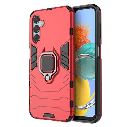 For Samsung Galaxy M14 5G TPU+PC Phone Case Ring Holder Kickstand Shockproof Cover - Red