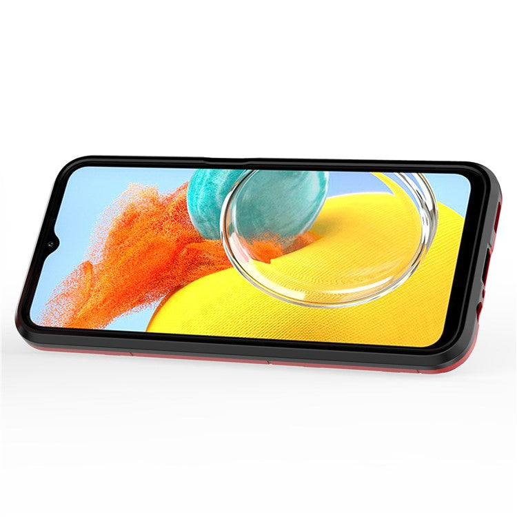 For Samsung Galaxy M14 5G TPU+PC Phone Case Ring Holder Kickstand Shockproof Cover - Red
