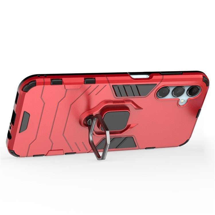 For Samsung Galaxy M14 5G TPU+PC Phone Case Ring Holder Kickstand Shockproof Cover - Red
