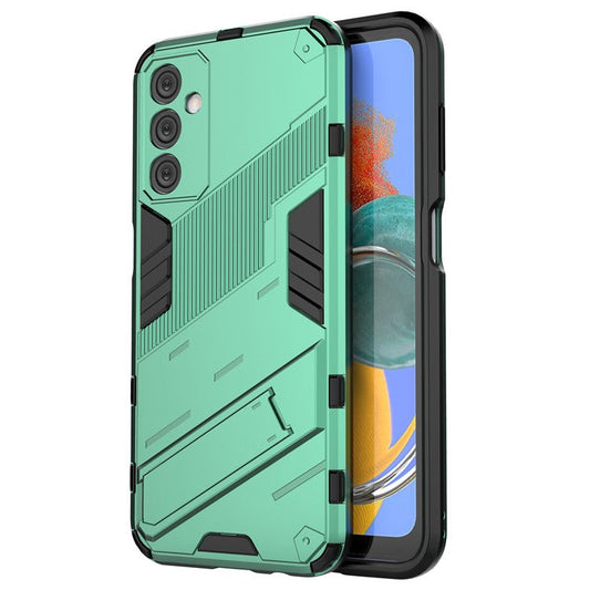 For Samsung Galaxy M14 5G PC + TPU Impact-Resistant Case Kickstand Protective Phone Cover - Green