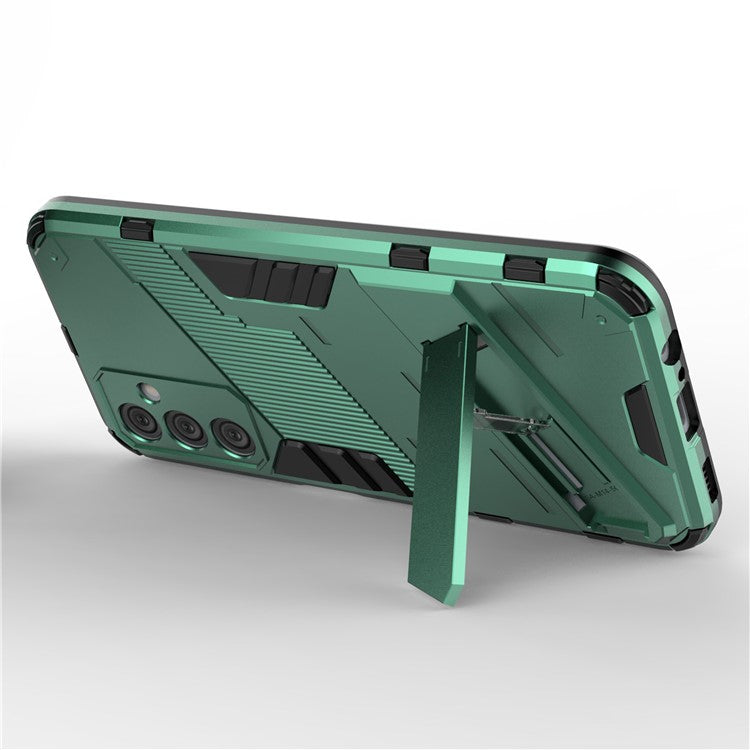 For Samsung Galaxy M14 5G PC + TPU Impact-Resistant Case Kickstand Protective Phone Cover - Green