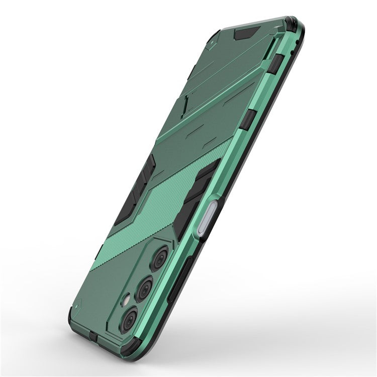 For Samsung Galaxy M14 5G PC + TPU Impact-Resistant Case Kickstand Protective Phone Cover - Green
