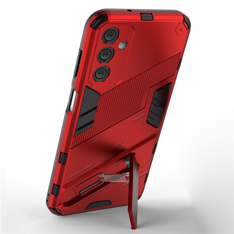 For Samsung Galaxy M14 5G PC + TPU Impact-Resistant Case Kickstand Protective Phone Cover - Red