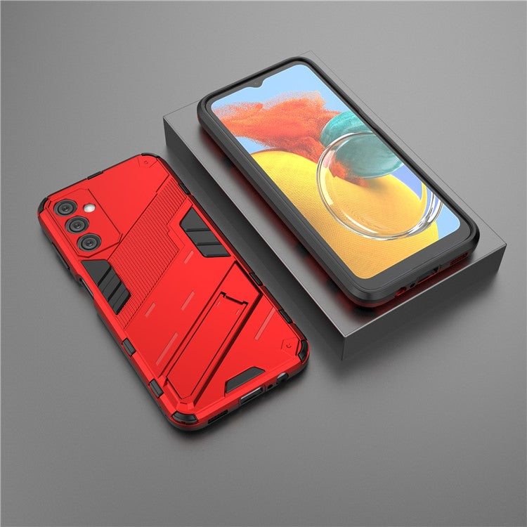 For Samsung Galaxy M14 5G PC + TPU Impact-Resistant Case Kickstand Protective Phone Cover - Red