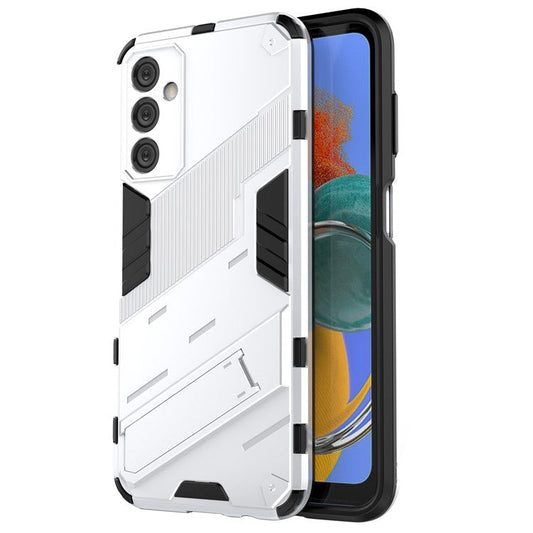 For Samsung Galaxy M14 5G PC + TPU Impact-Resistant Case Kickstand Protective Phone Cover - White