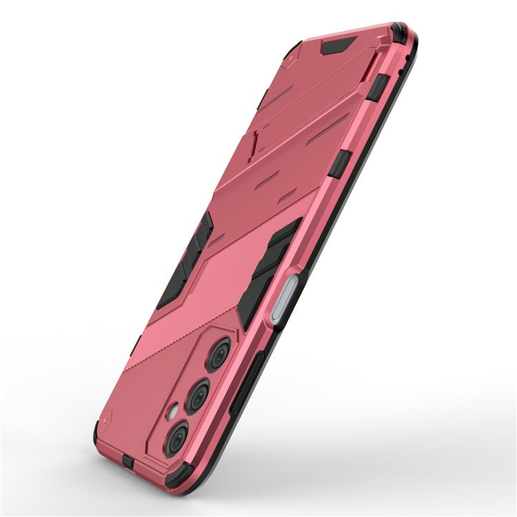 For Samsung Galaxy M14 5G PC + TPU Impact-Resistant Case Kickstand Protective Phone Cover - Rose
