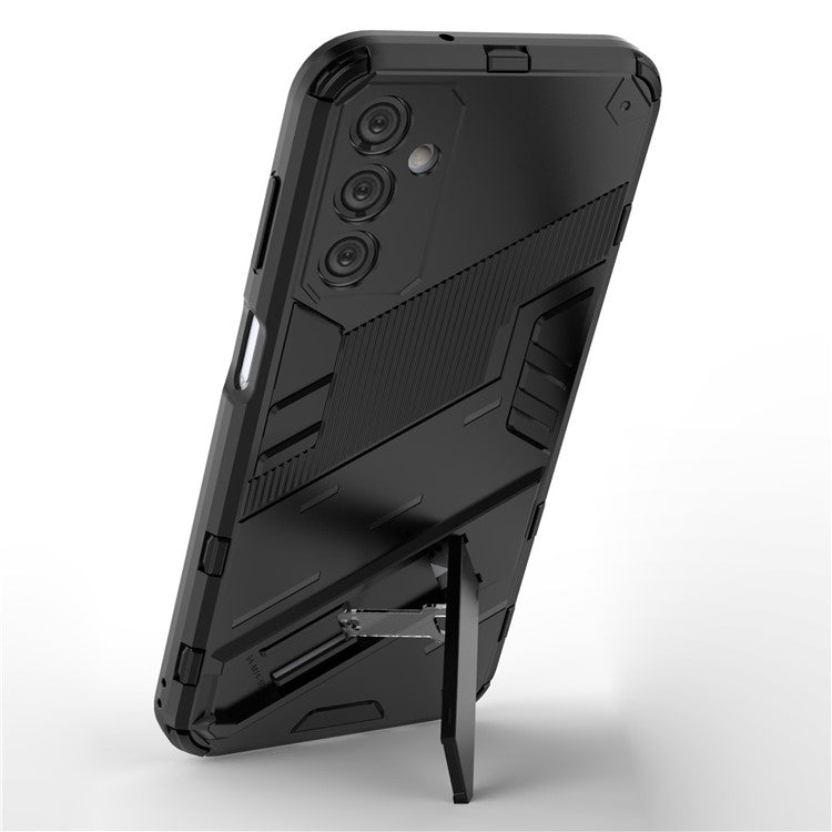 For Samsung Galaxy M14 5G PC + TPU Impact-Resistant Case Kickstand Protective Phone Cover - Black