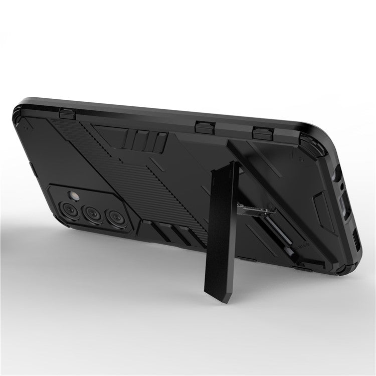 For Samsung Galaxy M14 5G PC + TPU Impact-Resistant Case Kickstand Protective Phone Cover - Black