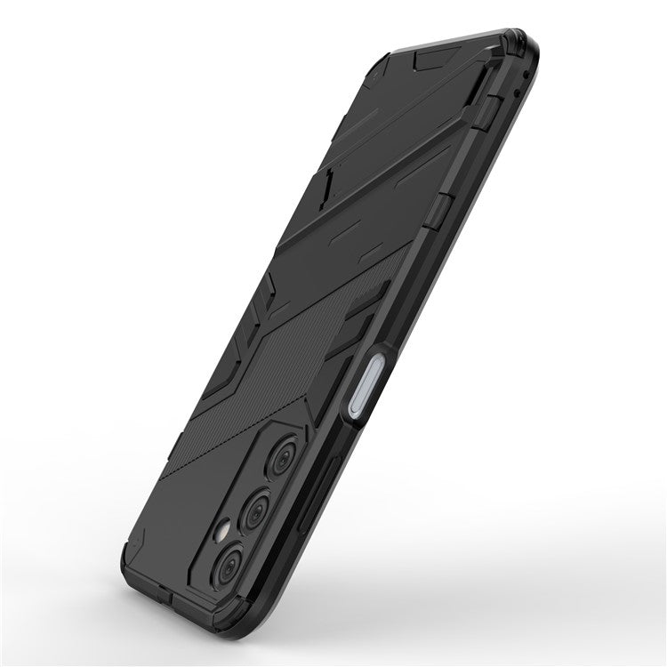 For Samsung Galaxy M14 5G PC + TPU Impact-Resistant Case Kickstand Protective Phone Cover - Black