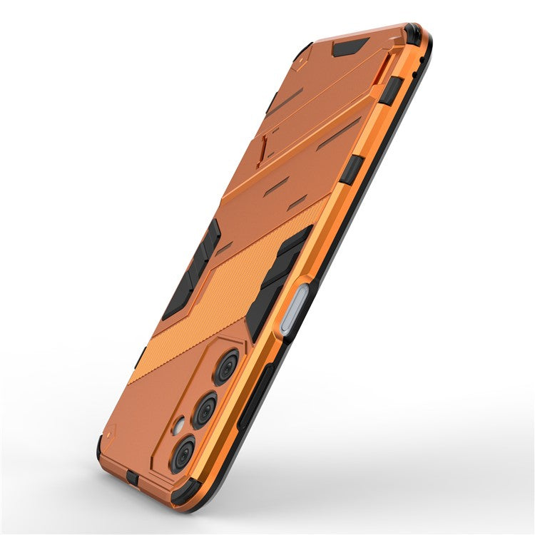 For Samsung Galaxy M14 5G PC + TPU Impact-Resistant Case Kickstand Protective Phone Cover - Orange