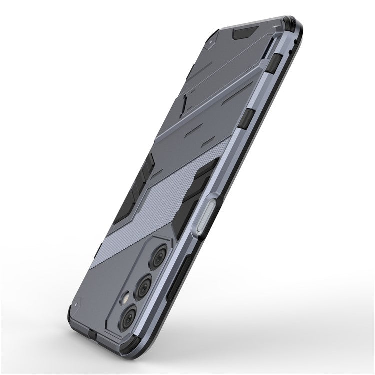 For Samsung Galaxy M14 5G PC + TPU Impact-Resistant Case Kickstand Protective Phone Cover - Grey
