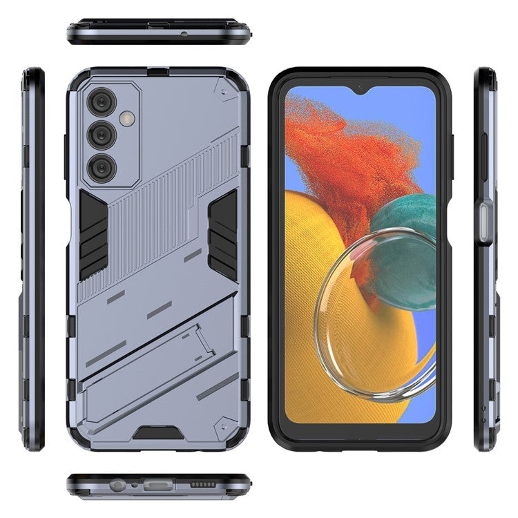 For Samsung Galaxy M14 5G PC + TPU Impact-Resistant Case Kickstand Protective Phone Cover - Grey