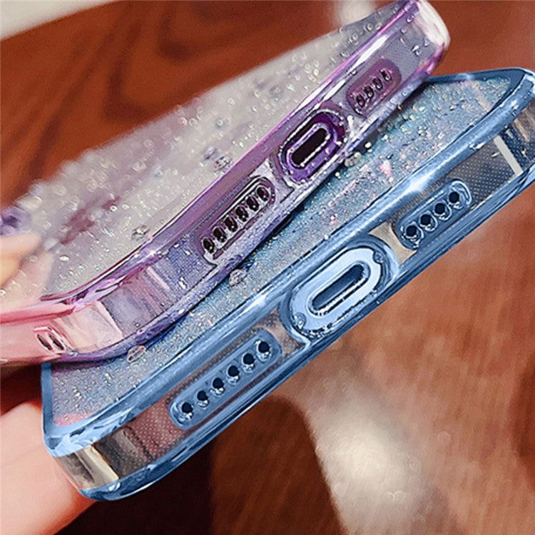 KADEM For Samsung Galaxy M52 5G Rhinestone Flower Design Phone Case Gradient Glitter TPU Anti-scratch Cover - Blue