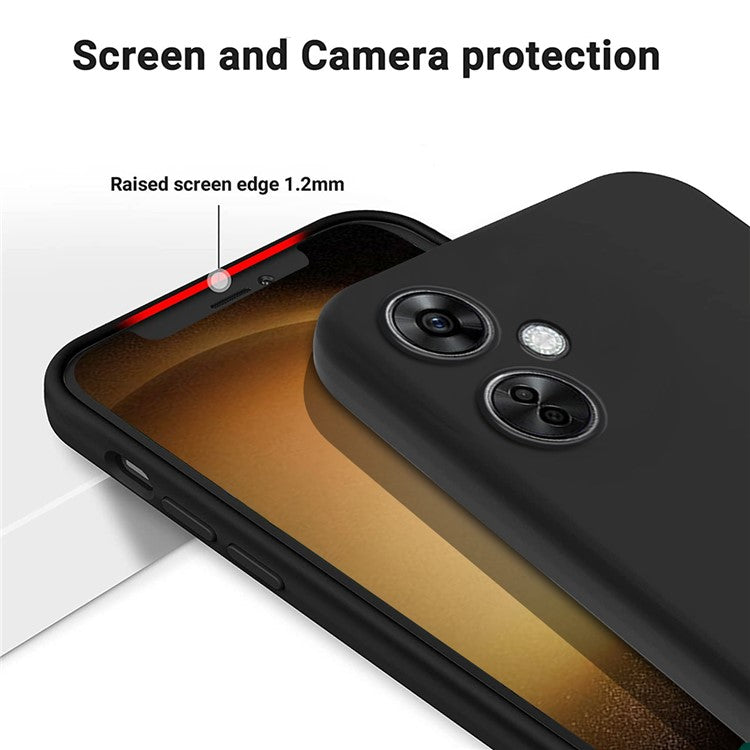For OnePlus Nord CE 3 Lite 5G / Nord N30 5G Liquid Silicone Back Case Soft Lining Camera Lens Protection Phone Cover - Black