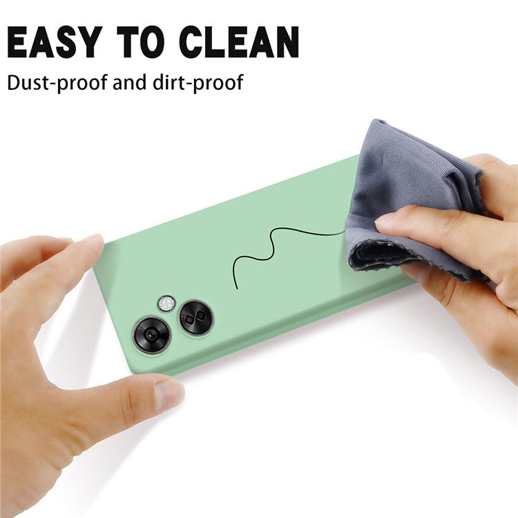 For OnePlus Nord CE 3 Lite 5G / Nord N30 5G Liquid Silicone Back Case Soft Lining Camera Lens Protection Phone Cover - Green