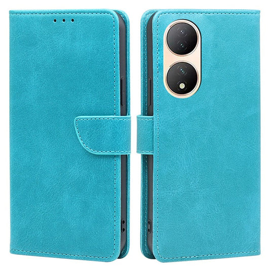 For vivo Y100 5G Flip Wallet Case PU Leather Calf Texture Stand Phone Cover - Baby Blue