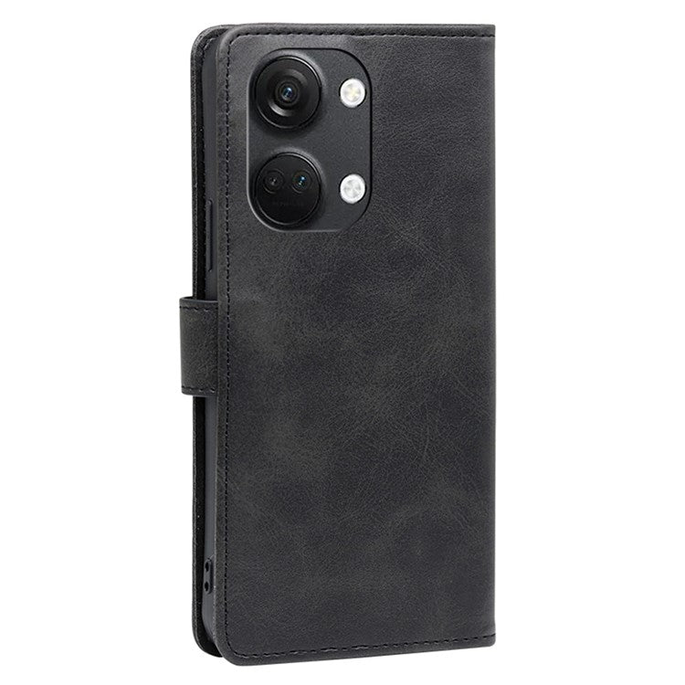 For OnePlus Nord 3 5G / Ace 2V 5G PU Leather Magnetic Protective Cover Calf Texture Wallet Stand Phone Case - Black