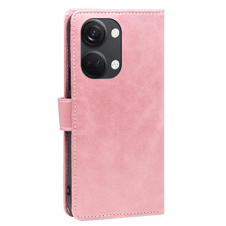 For OnePlus Nord 3 5G / Ace 2V 5G PU Leather Magnetic Protective Cover Calf Texture Wallet Stand Phone Case - Rose Gold