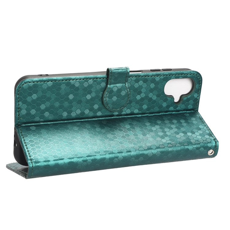 For Samsung Galaxy F14 5G Stand Wallet Phone Case PU Leather Dot Pattern Imprinted Smartphone Cover - Green