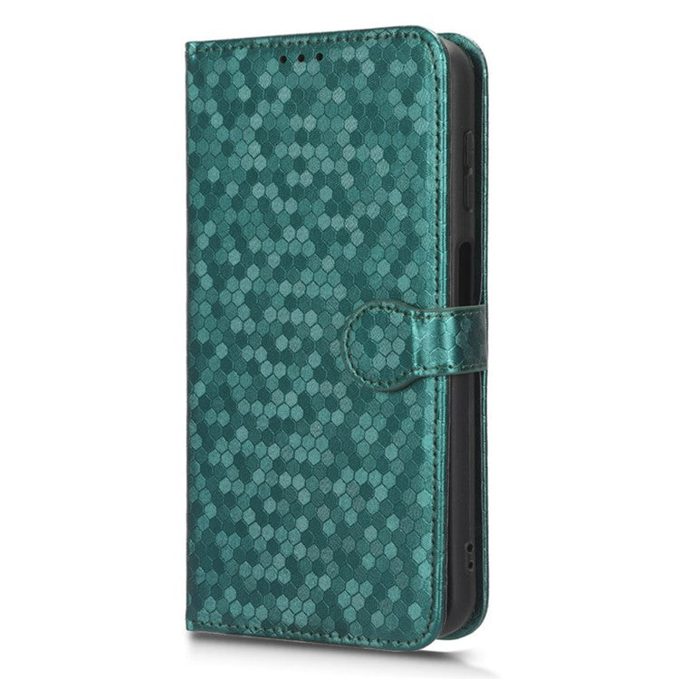 For Samsung Galaxy F14 5G Stand Wallet Phone Case PU Leather Dot Pattern Imprinted Smartphone Cover - Green