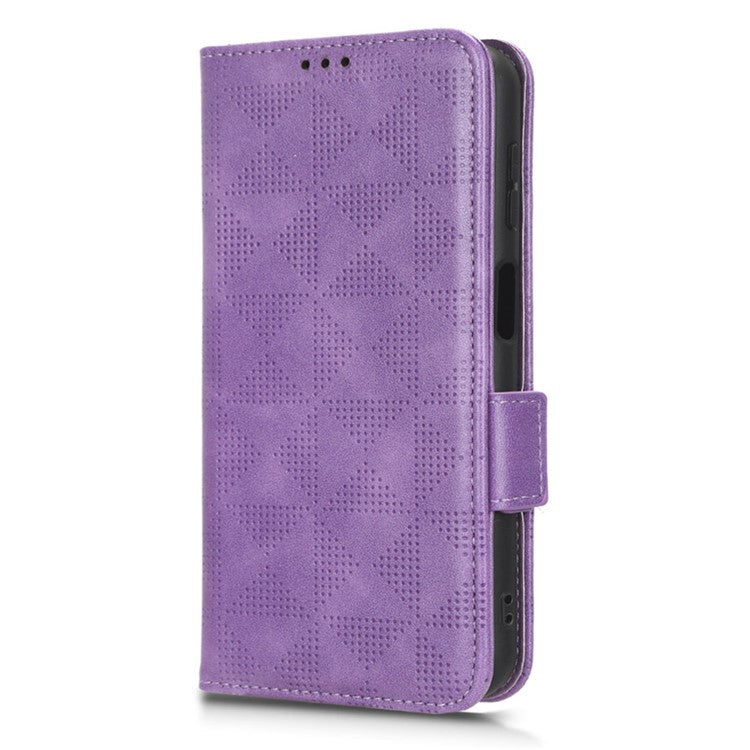 For Samsung Galaxy F14 5G Stand Wallet PU Leather Phone Case Imprinted Triangle Phone Cover - Purple