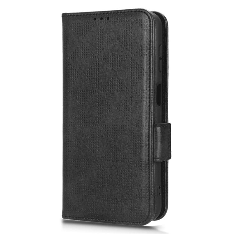 For Samsung Galaxy M14 5G PU Leather Phone Wallet Case Imprinted Triangle Stand Phone Cover - Black