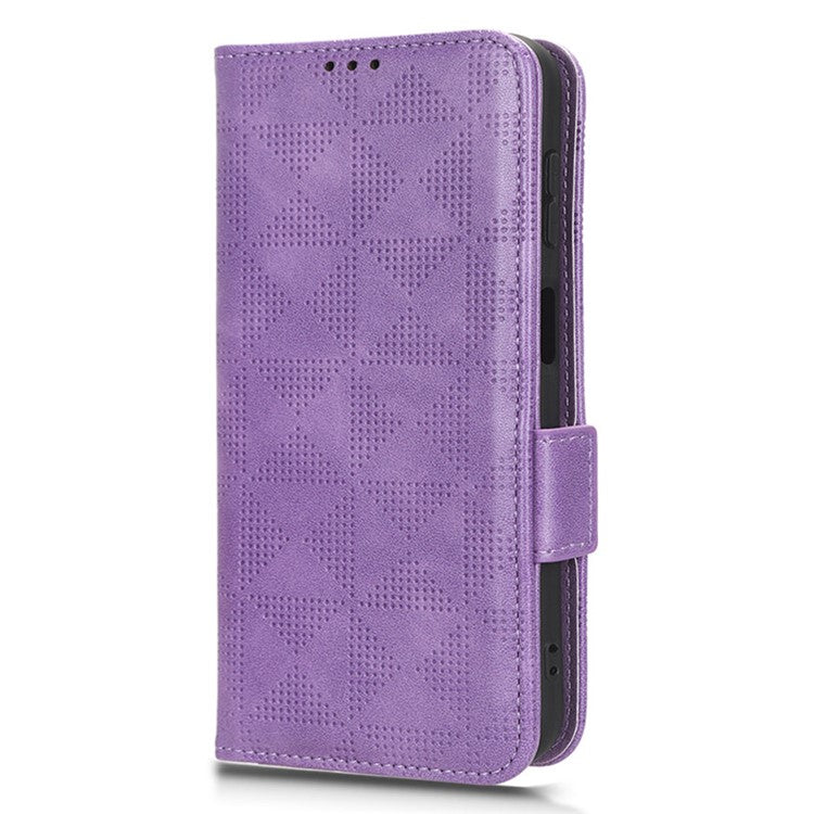 For Samsung Galaxy M14 5G PU Leather Phone Wallet Case Imprinted Triangle Stand Phone Cover - Purple