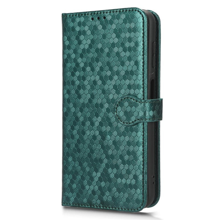 For Samsung Galaxy M14 5G Dot Pattern Imprinted Leather Wallet Case Stand Phone Cover - Green