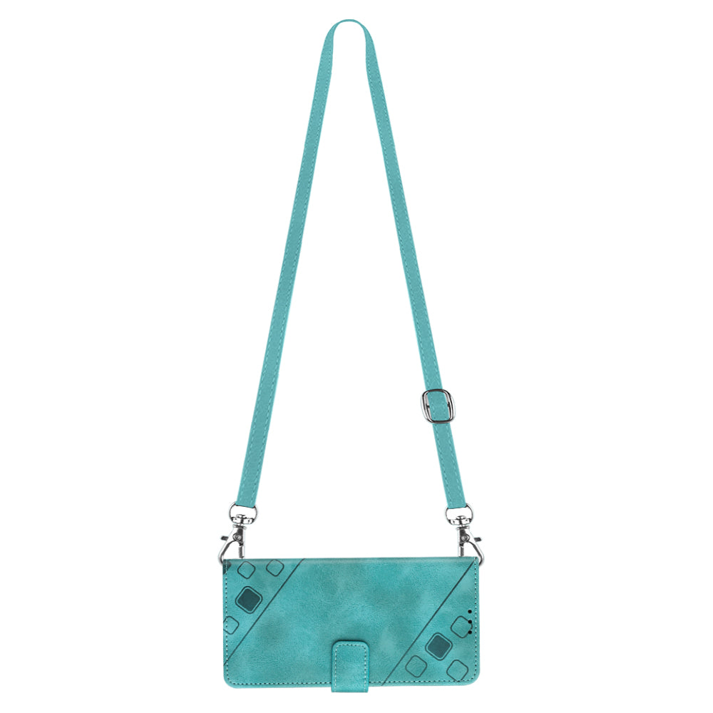 PT005 YB Imprinting Series-7 Leather Phone Case for Samsung Galaxy S20 FE 4G / FE 5G / S20 Lite / S20 FE 2022 , Imprinted Lines Wallet Stand Cover - Green