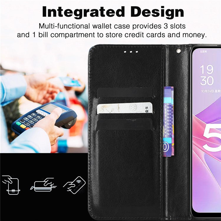 For Samsung Galaxy F14 5G Anti-Dust Crazy Horse Texture Phone Case Stand PU Leather Wallet Shell - Brown