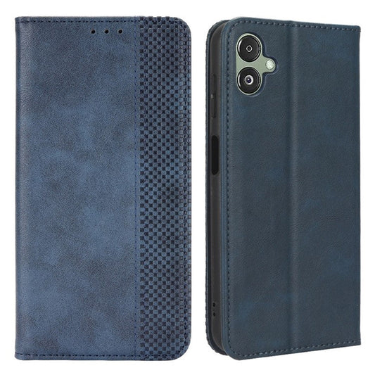 For Samsung Galaxy F14 5G Magnetic Closure Phone Cover Retro Stand Wallet Flip PU Leather Phone Case - Blue
