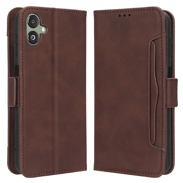 For Samsung Galaxy F14 5G Phone Case Wallet Stand Multiple Card Slots PU Leather Phone Cover - Brown