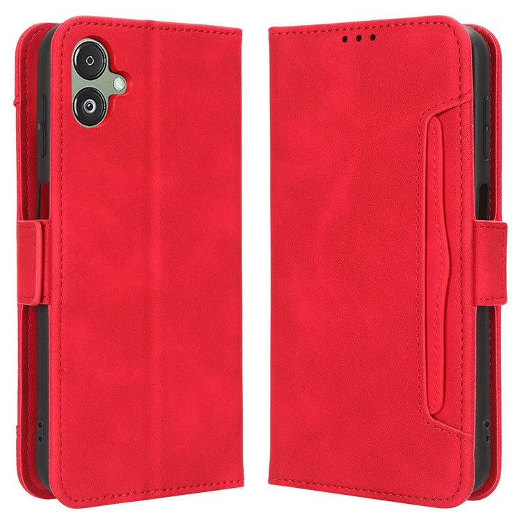 For Samsung Galaxy F14 5G Phone Case Wallet Stand Multiple Card Slots PU Leather Phone Cover - Red