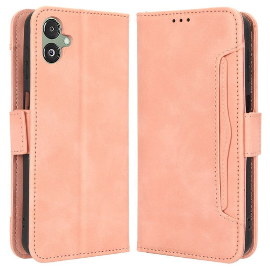 For Samsung Galaxy F14 5G Phone Case Wallet Stand Multiple Card Slots PU Leather Phone Cover - Pink