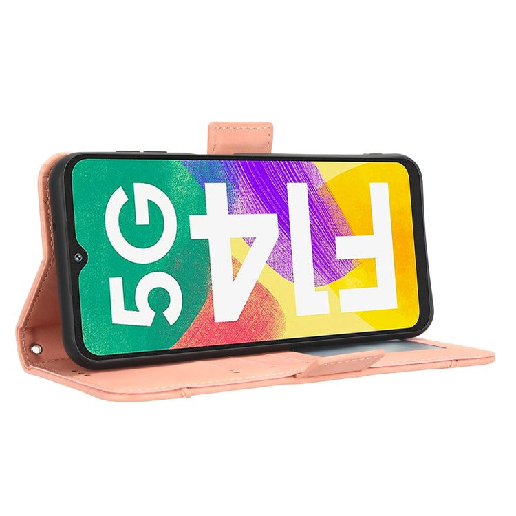 For Samsung Galaxy F14 5G Phone Case Wallet Stand Multiple Card Slots PU Leather Phone Cover - Pink